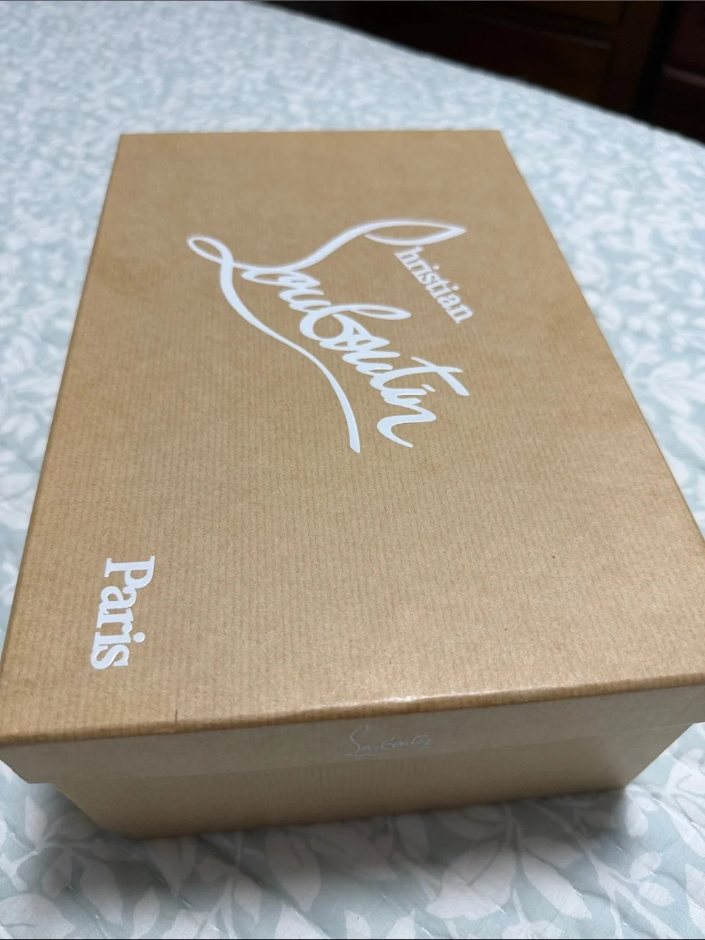 Christian Louboutin Tan Shoe Box with White Logo